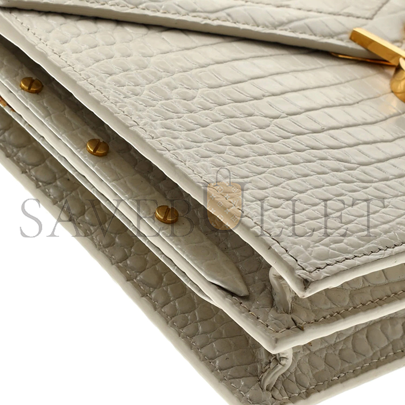 YSL CASSANDRA EMBOSSED CLASP BAG WHITE 532750 (22*16.5*5.5cm)